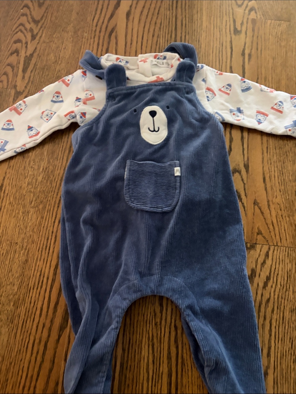 Blue Bear Pocket Overalls Matching Set